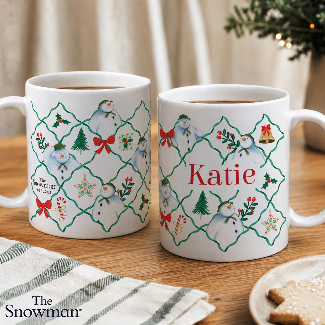 Personalised The Snowman Pattern Mug - Christmas Wishes