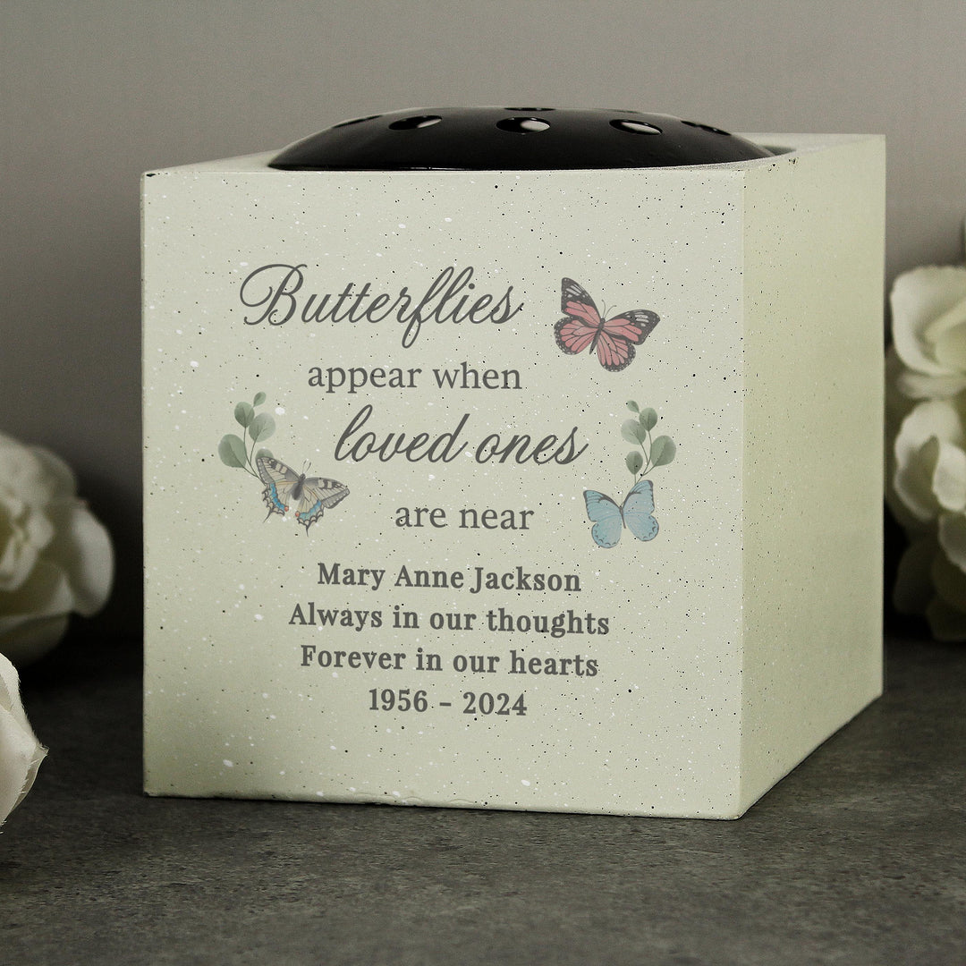 Personalised Butterflies Appear Memorial Vase – alternative view