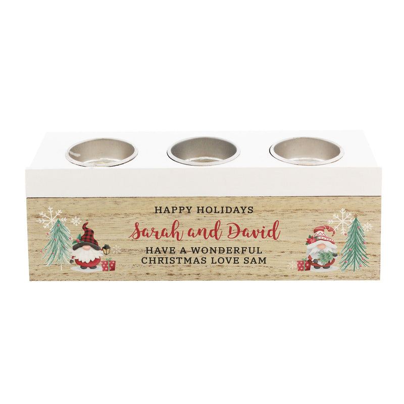 Personalised Christmas Gonk Triple Tea Light Box