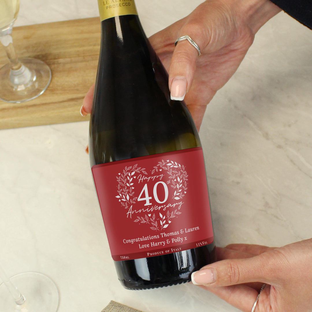 Personalised 40th Ruby Wedding Anniversary Prosecco – alternative view