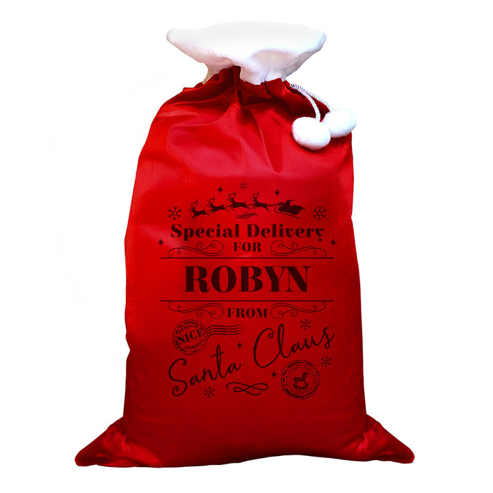 Personalised Special Delivery Red Sack – alternative view