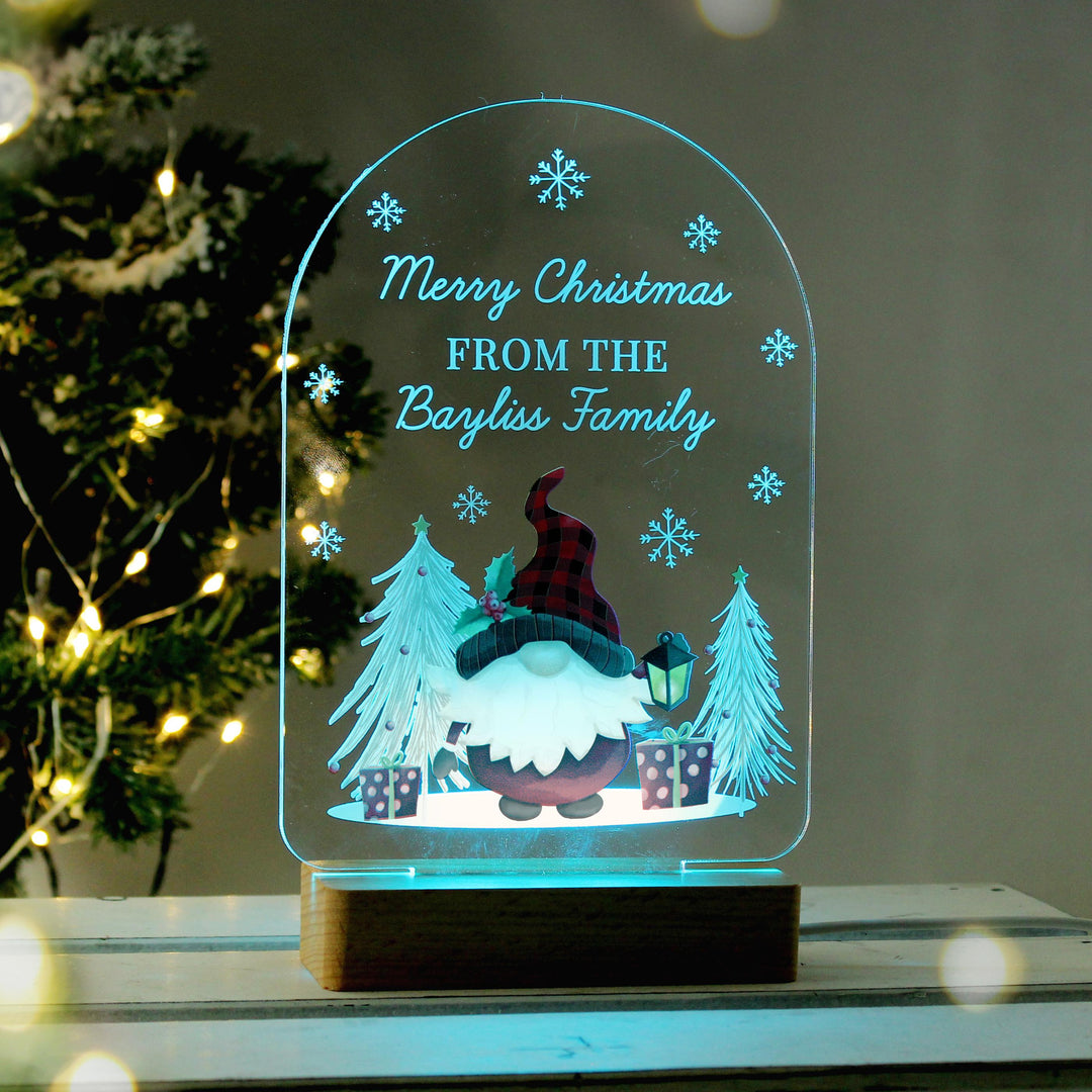Personalised Gonk Wooden Based LED Christmas Light – alternative view