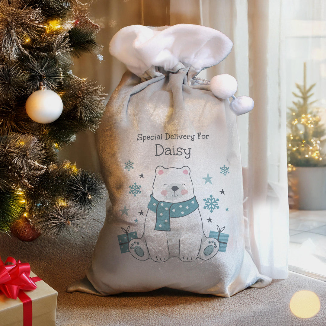 Personalised Polar Bear Christmas Sack – alternative view