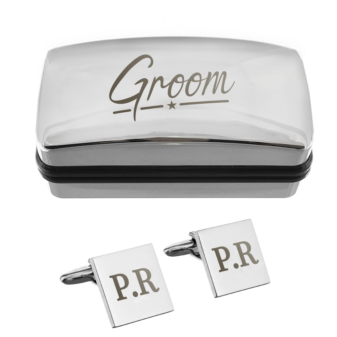Personalised Groom Wedding Cufflinks and Box Set – alternative view