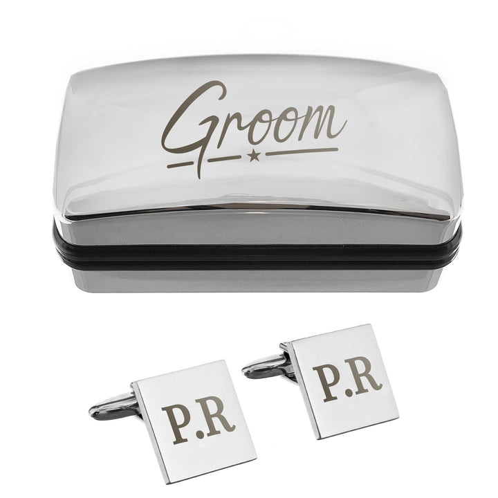 Personalised Groom Wedding Cufflinks and Box Set – alternative view