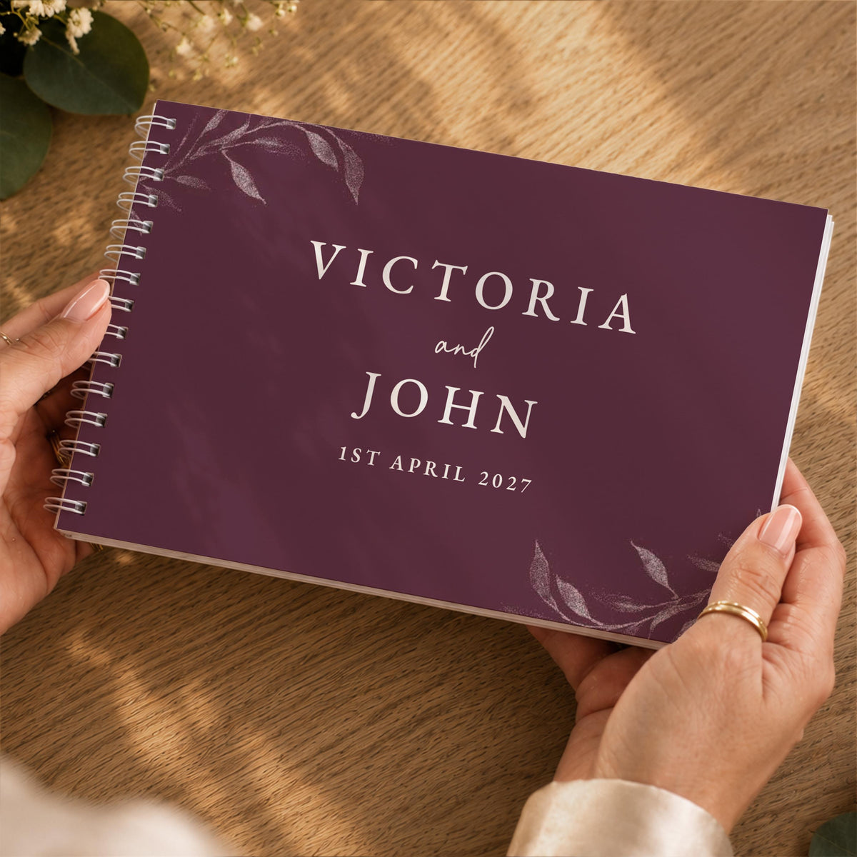 Personalised Botanical Plum Wedding Guest Book, The Personal Shop, personalised gifts