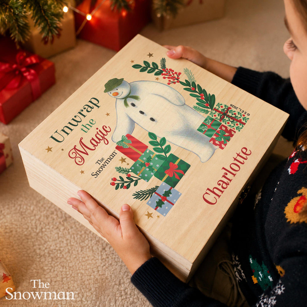 Personalised The Snowman Wooden Christmas Eve Box