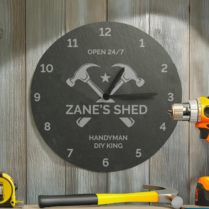 Personalised Tools Slate Clock – alternative view