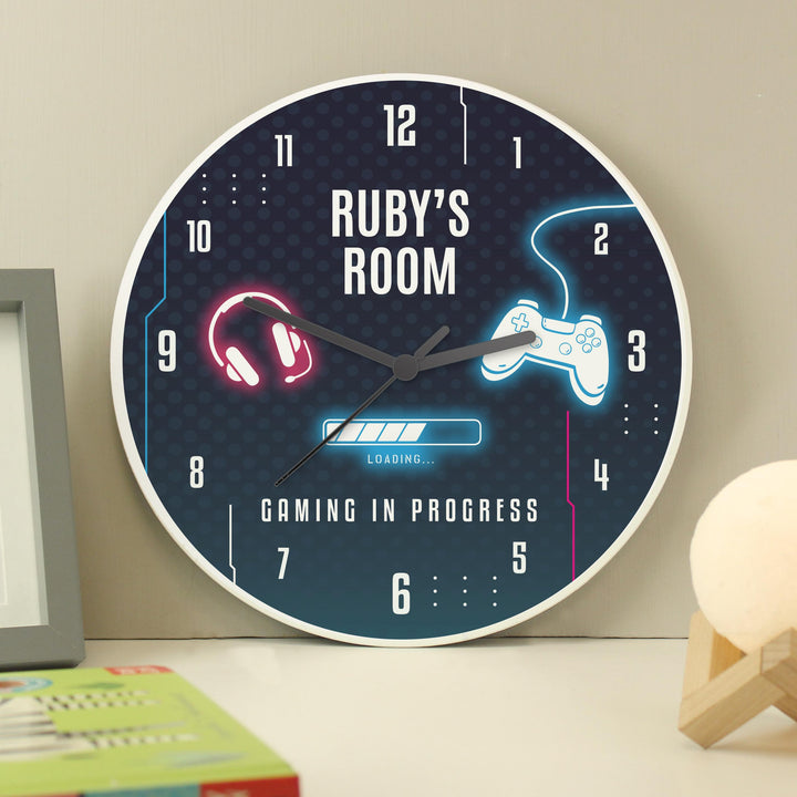 Personalised Gaming Wooden Childrens Clock – alternative view
