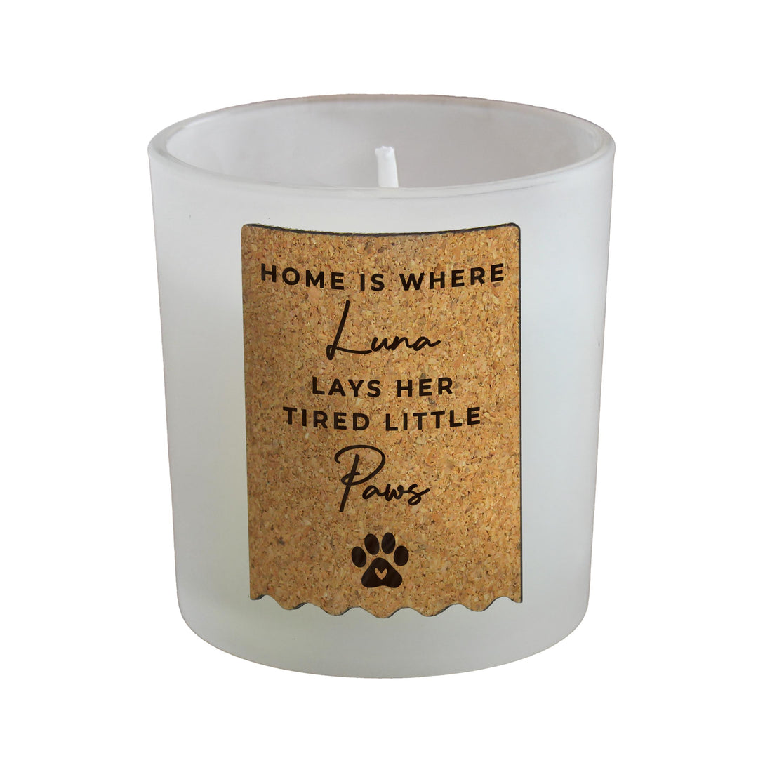 Personalised Paw Print Cork Label Candle Jar – alternative view