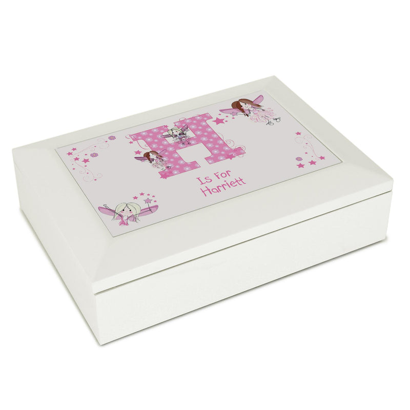 Personalised Fairy Letter White Jewellery Box