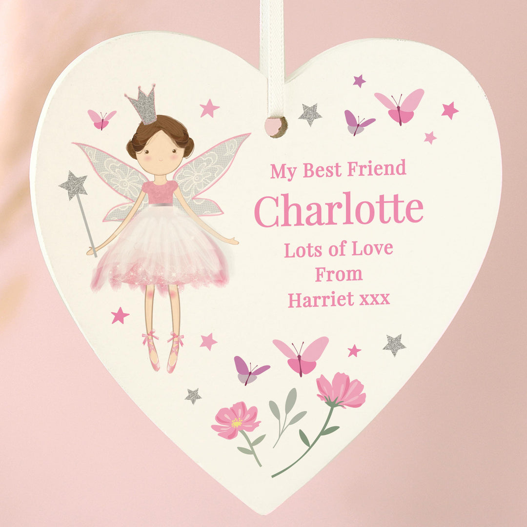 Personalised Fairy Princess Hanging Heart Ornament – alternative view