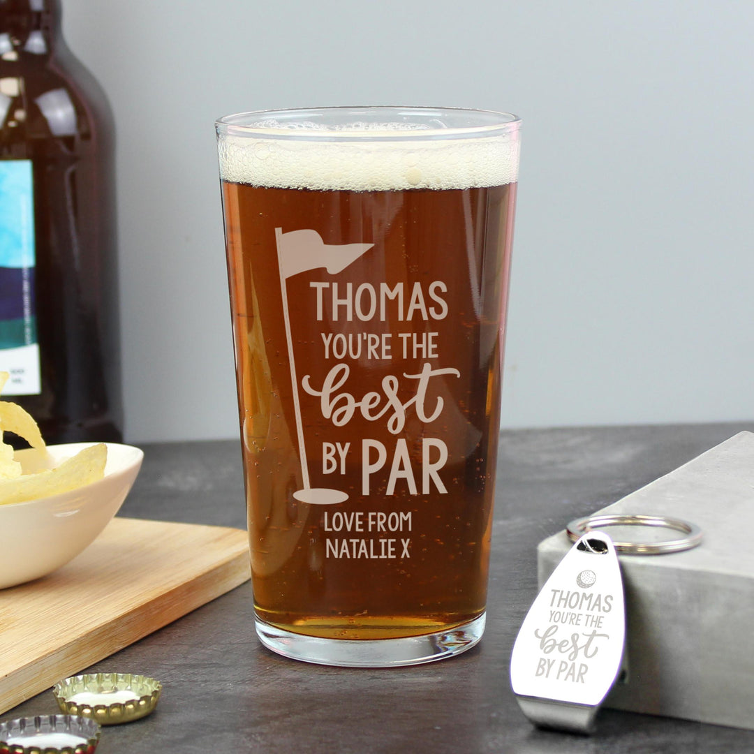 Personalised By Par Pint Glass &amp; Bottle Opener, The Personal Shop, personalised gifts