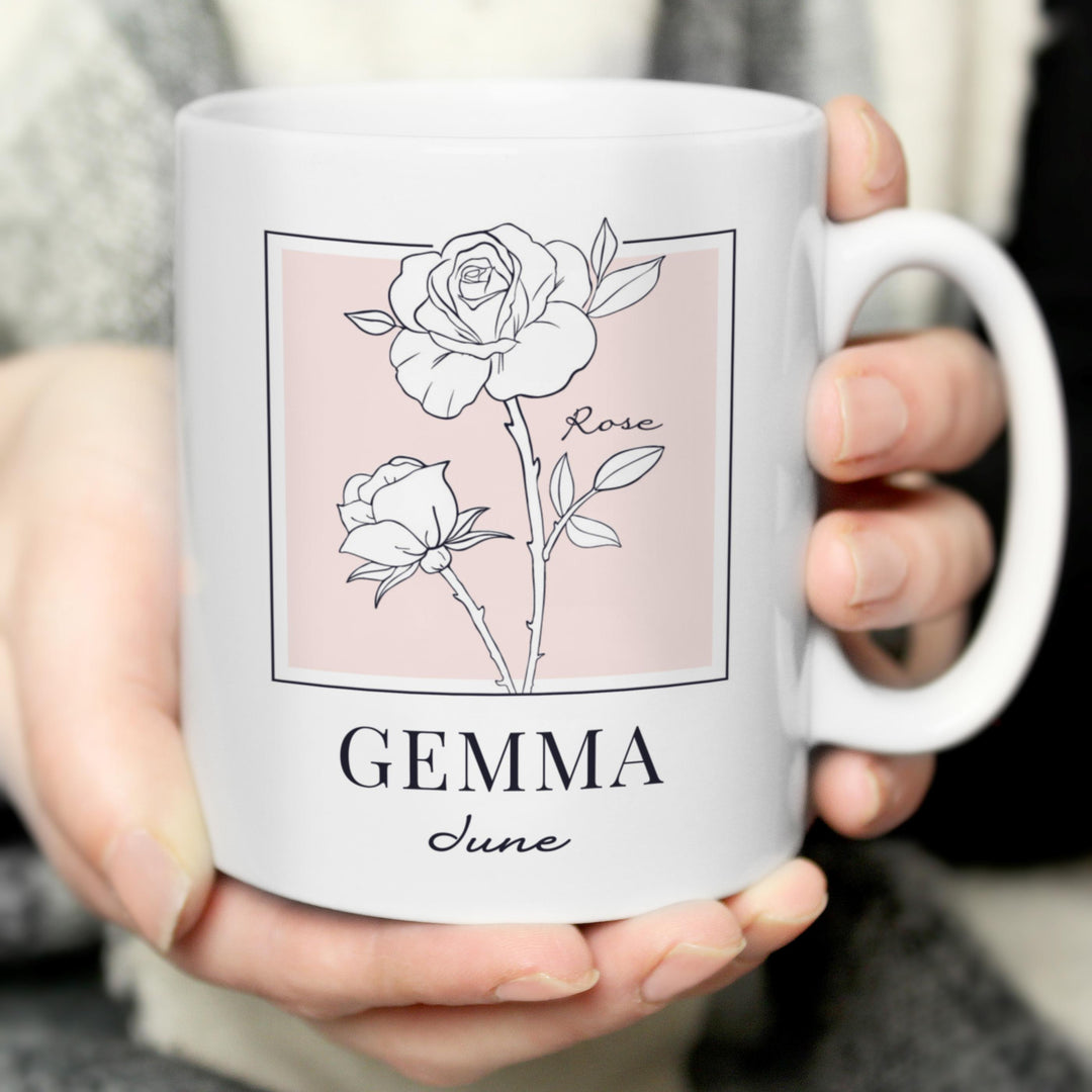 Personalised Birth Flower Mug, The Personal Shop, personalised gifts