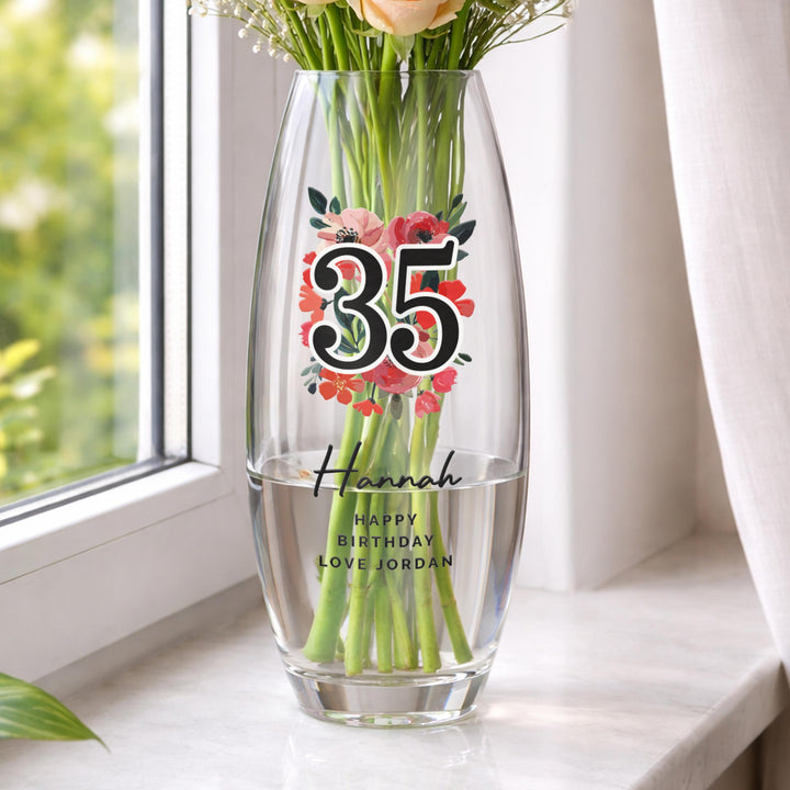Personalised Floral Big Age Bullet Vase, The Personal Shop, personalised gifts