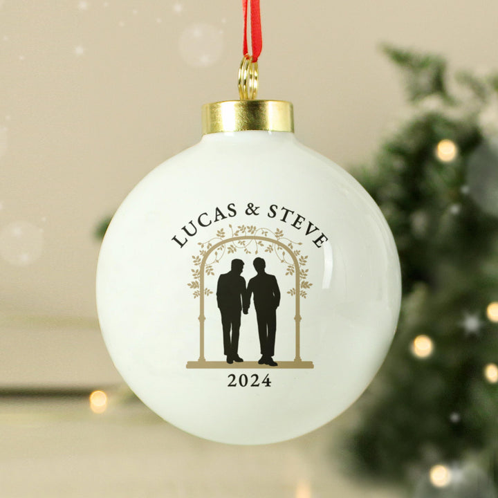 Personalised Mr &amp; Mr Bauble – alternative view
