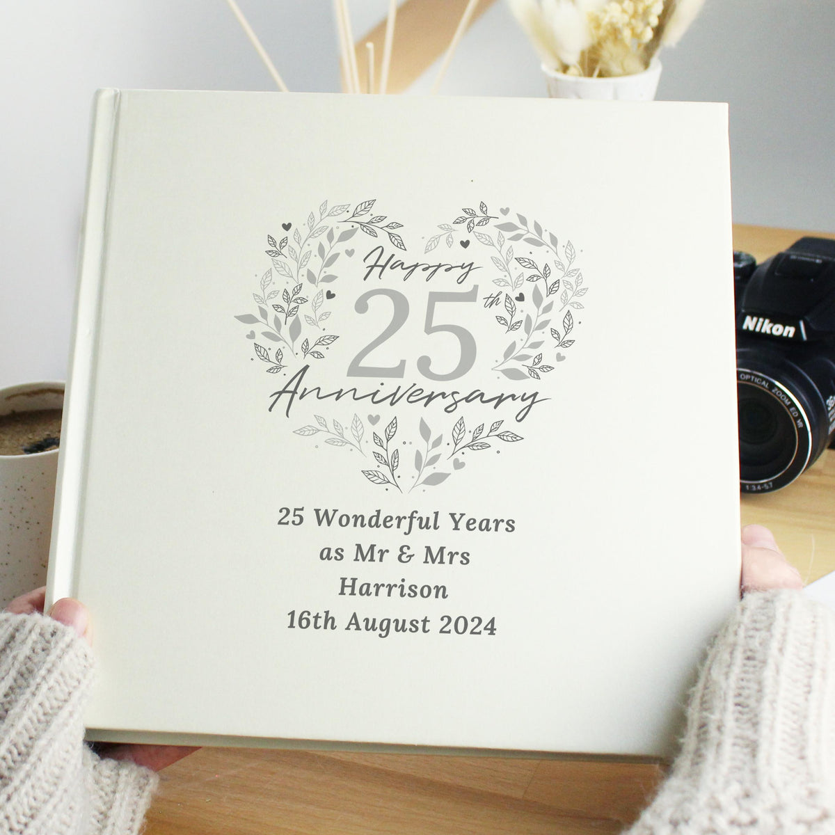 Personalised 25th Silver Wedding Anniversary Photo Album – alternative view