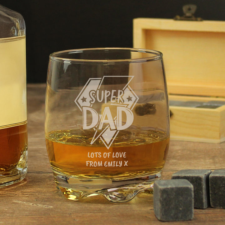 Personalised Super Dad Tumbler Glass