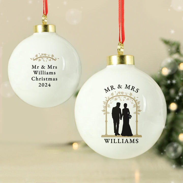 Personalised Mr &amp; Mrs Bauble – alternative view