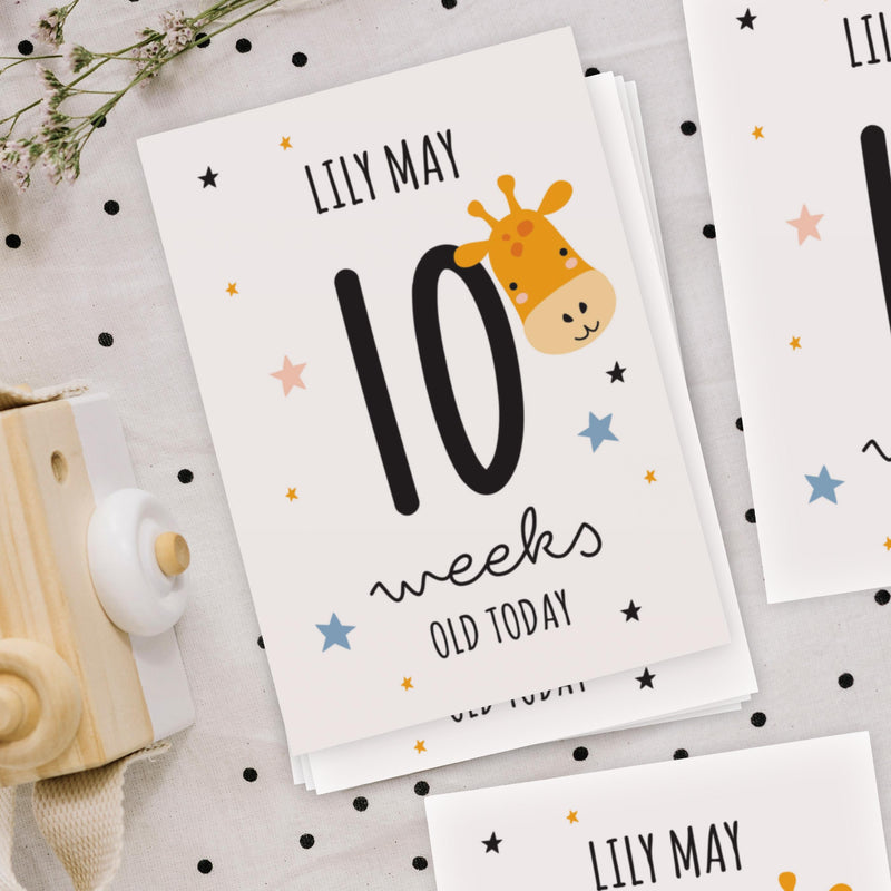 Personalised Animals Baby Milestone Cards