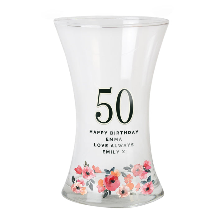 Personalised Floral Big Age Waisted Vase, The Personal Shop, personalised gifts