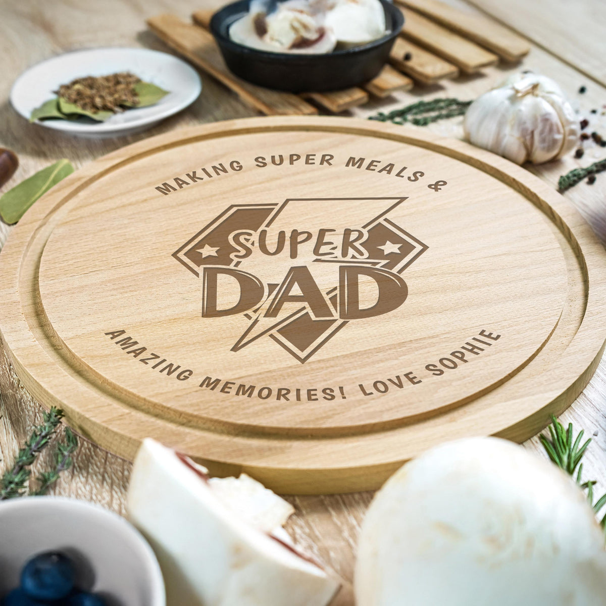 Personalised Super Dad Chopping Board – alternative view