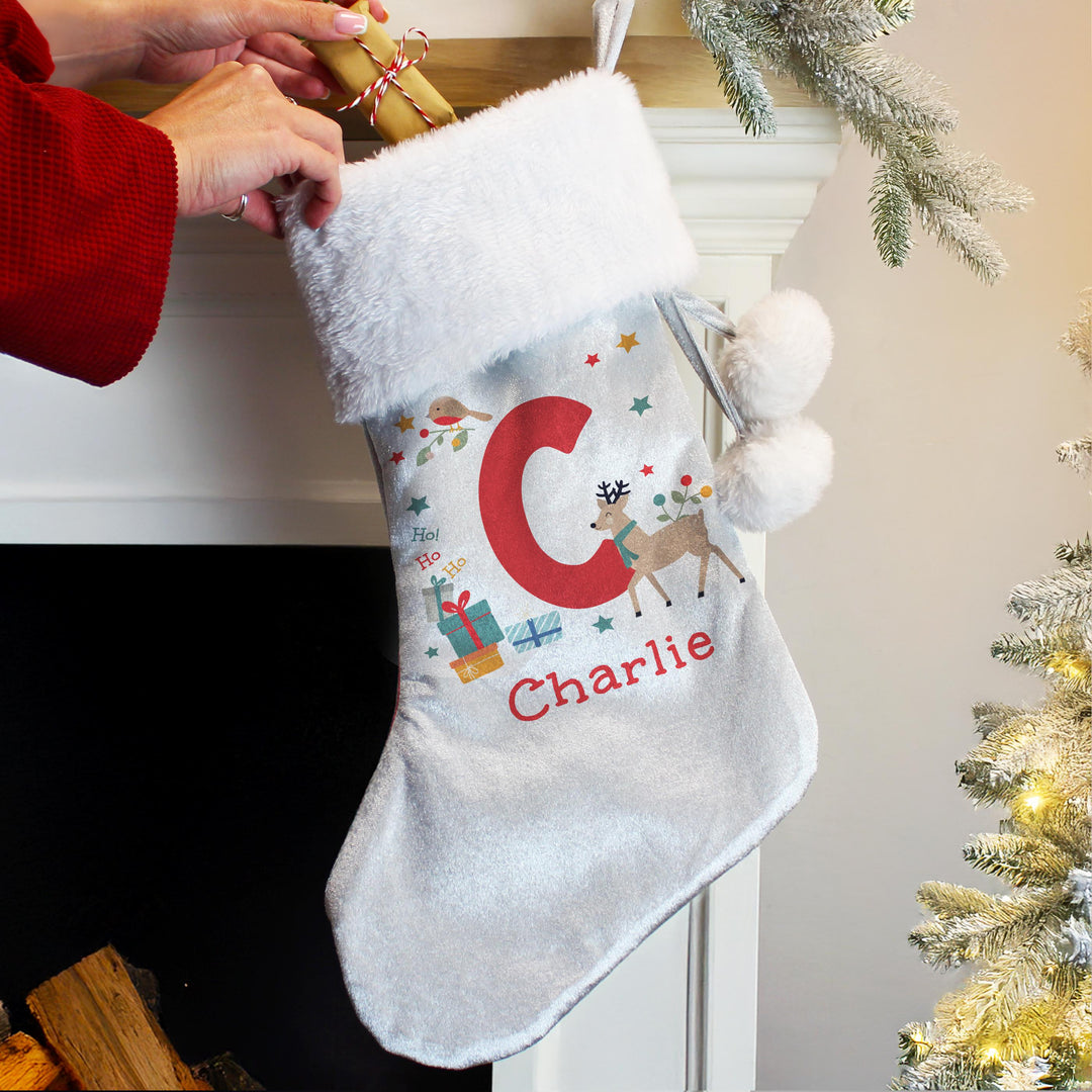 Personalised Initial Reindeer Christmas Stocking – alternative view
