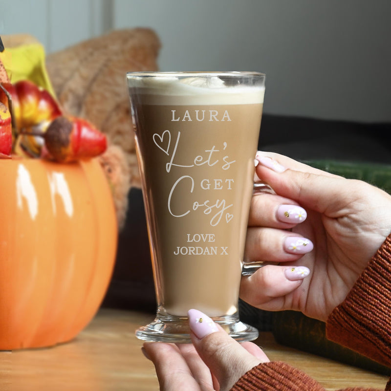 Personalised Get Cosy Latte Glass