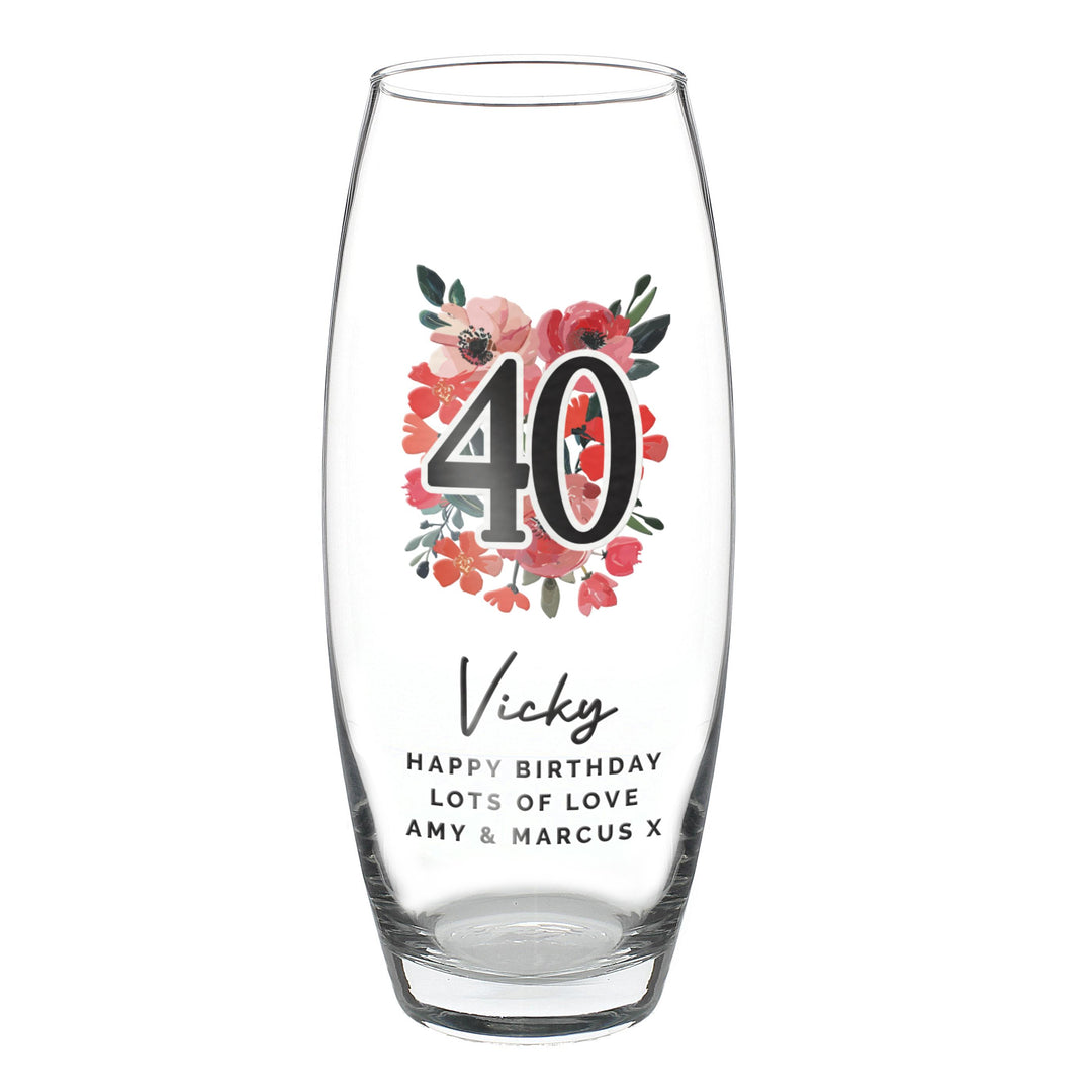 Personalised Floral Big Age Bullet Vase, The Personal Shop, personalised gifts