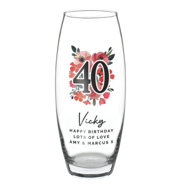 Personalised Floral Big Age Bullet Vase, The Personal Shop, personalised gifts
