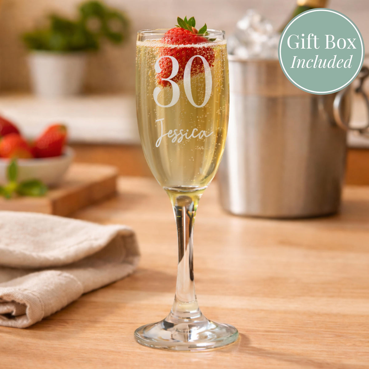 Personalised Big Age & Name Flute Glass, The Personal Shop, personalised gifts
