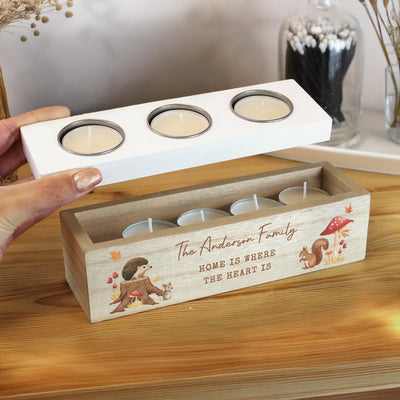 Personalised Autumn Triple Tea Light Box
