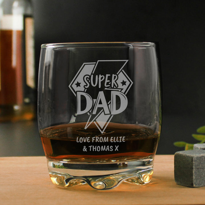 Personalised Super Dad Tumbler Glass – alternative view