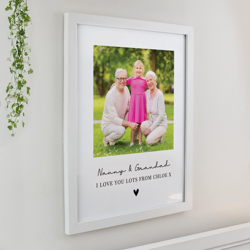 Personalised Heart Photo Upload White Poster Frame