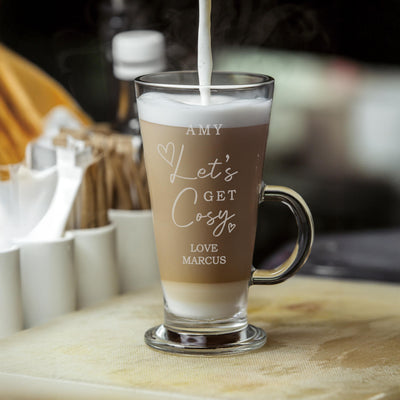 Personalised Get Cosy Latte Glass