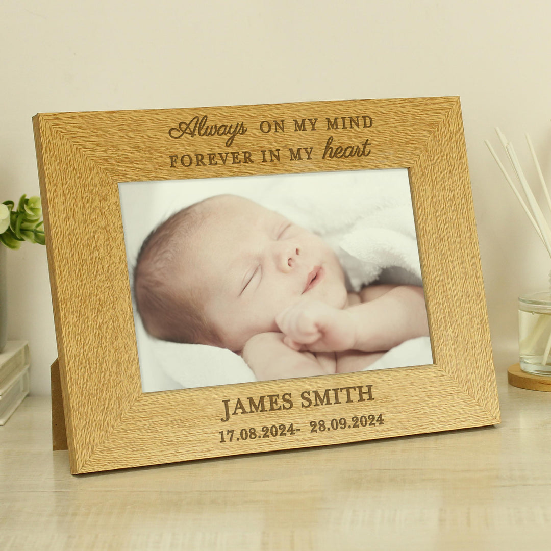 Personalised Memorial Always In My Heart 6x4 Wooden Photo Frame – alternative view