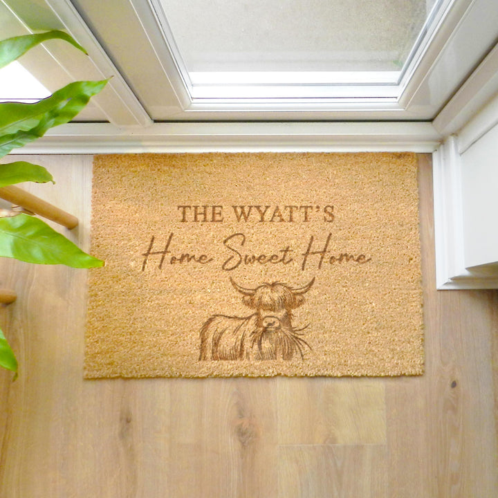 Personalised Highland Cow Doormat – alternative view