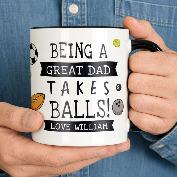 Personalised Takes Balls Mug with Black Handle, The Personal Shop, personalised gifts