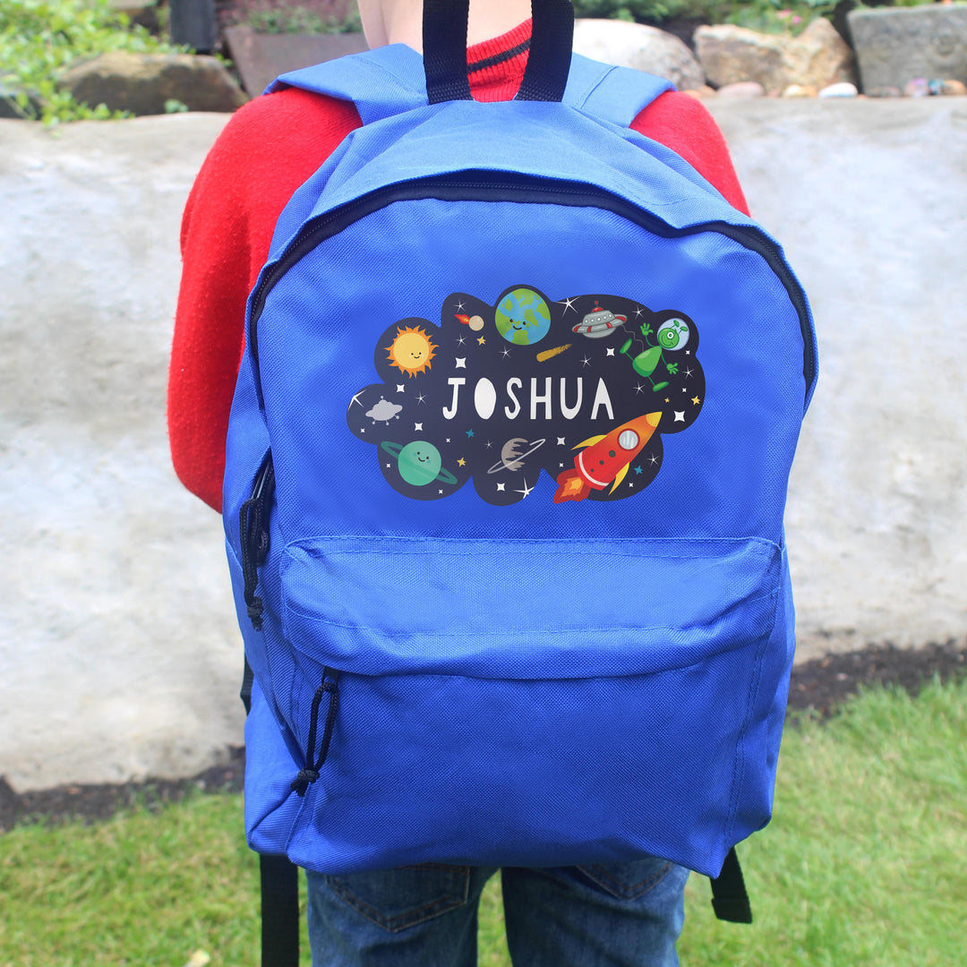 Personalised Space Blue Backpack – alternative view