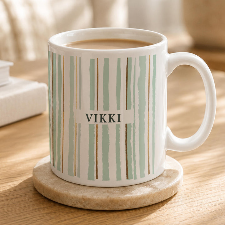Personalised Striped Mug, The Personal Shop, personalised gifts