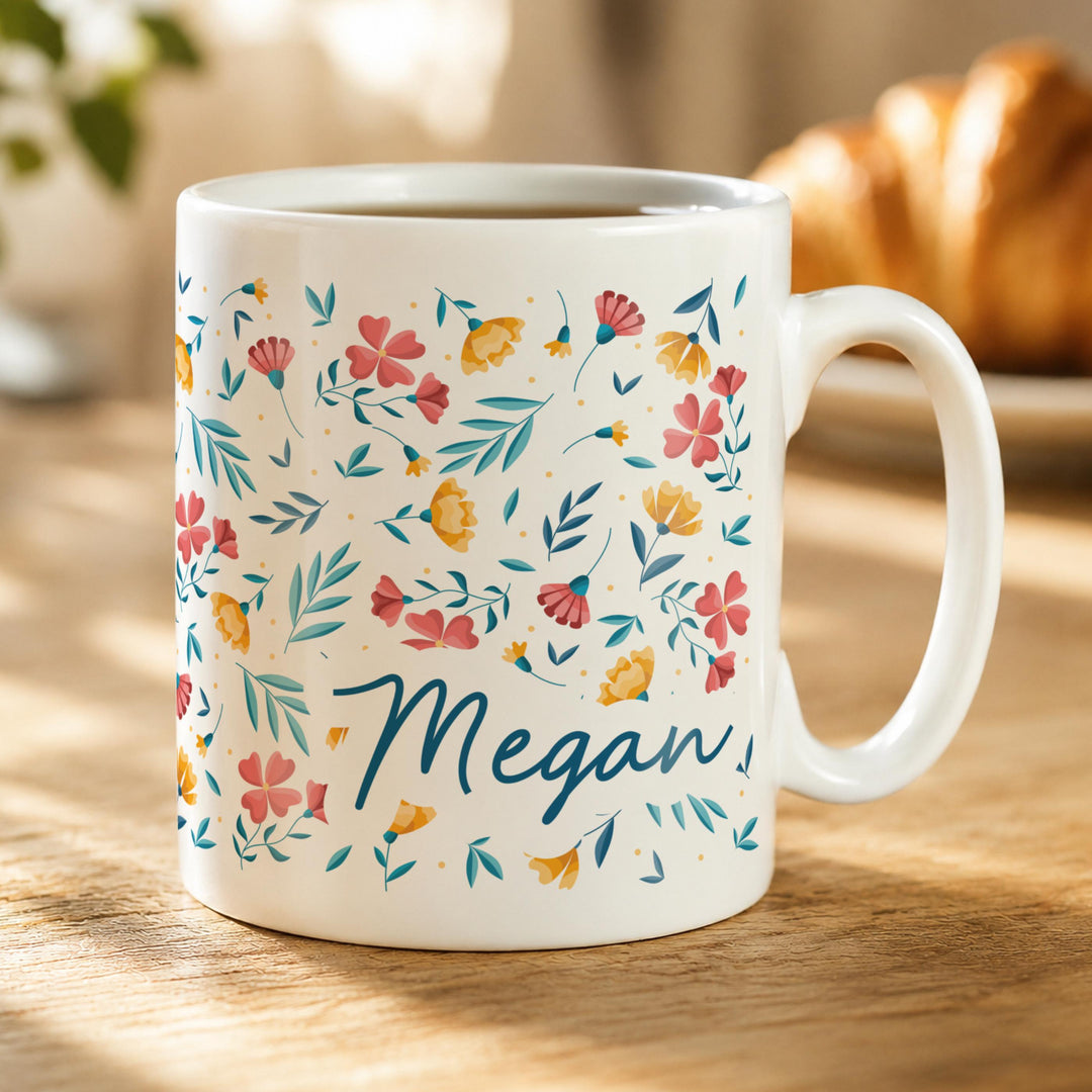 Personalised Bright Floral mug, The Personal Shop, personalised gifts