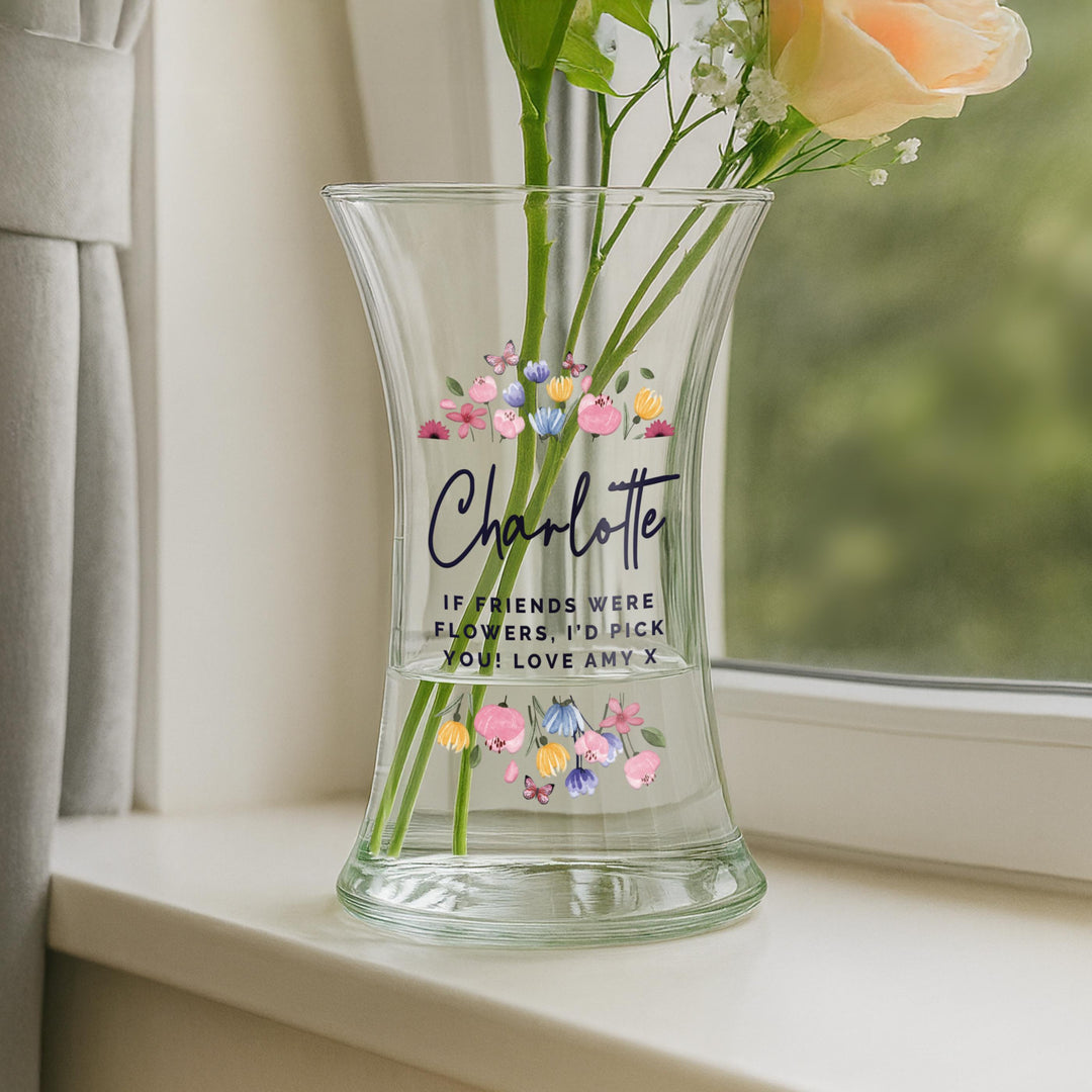 Personalised Bright Floral Waisted Vase, The Personal Shop, personalised gifts
