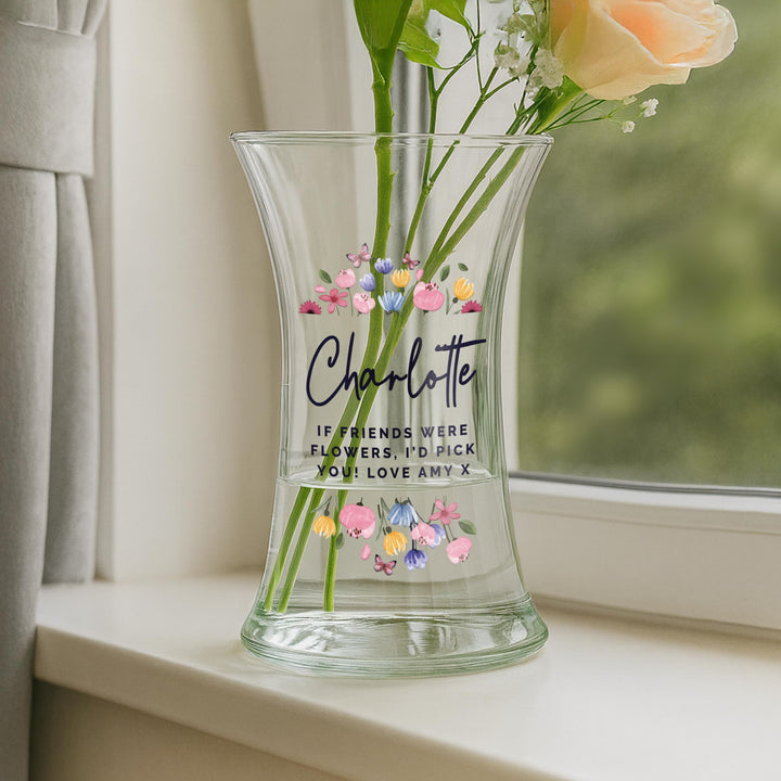 Personalised Bright Floral Waisted Vase, The Personal Shop, personalised gifts