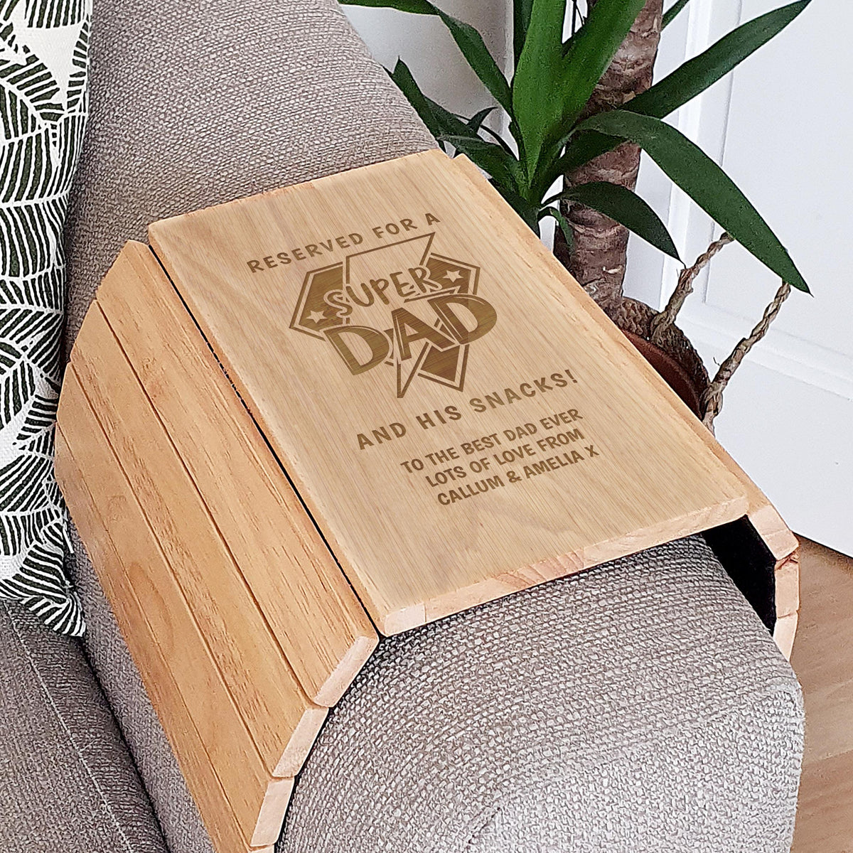 Personalised Super Dad Sofa Tray – alternative view