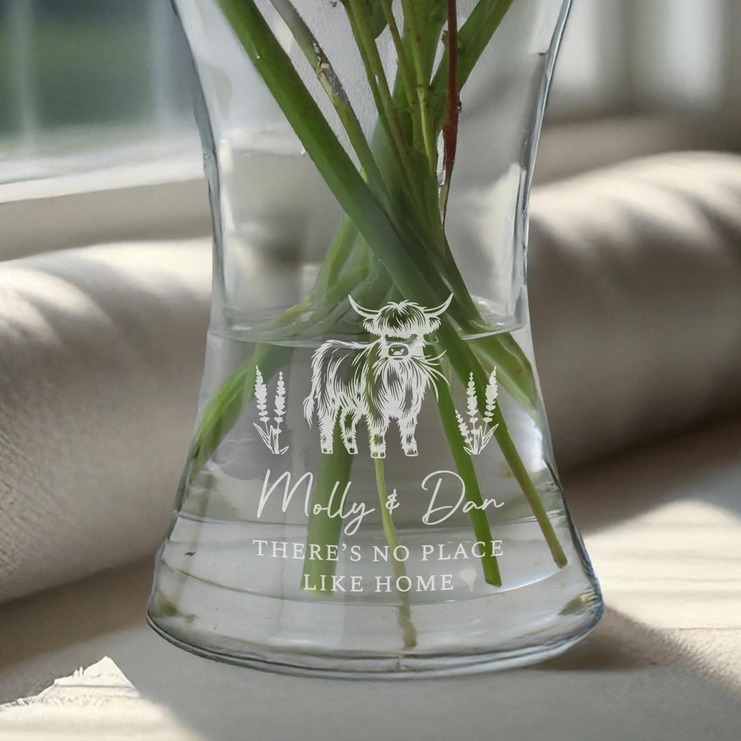 Personalised Highland Cow Waisted Vase, The Personal Shop, personalised gifts
