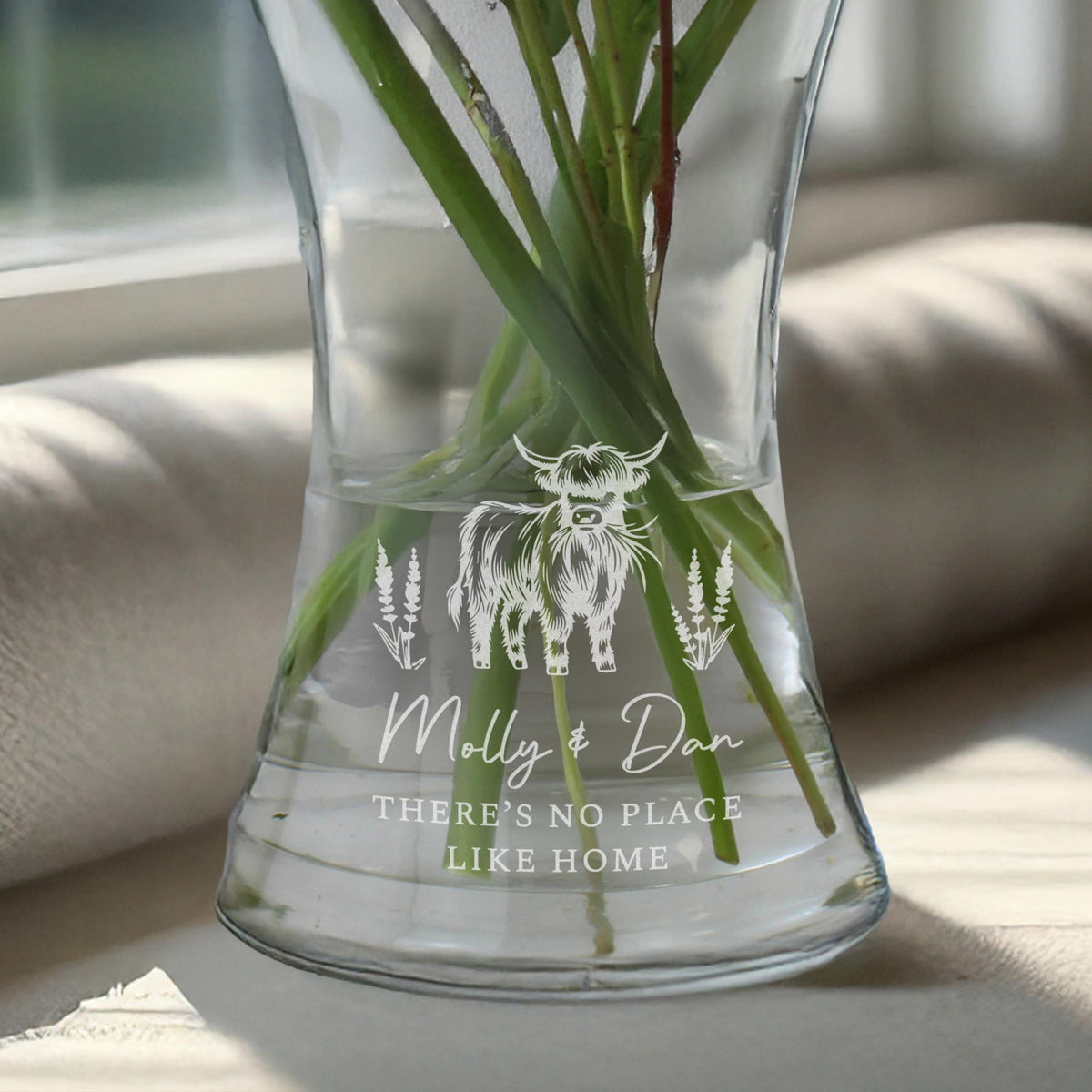 Personalised Highland Cow Waisted Vase, The Personal Shop, personalised gifts