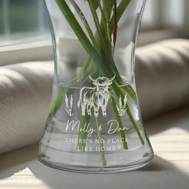 Personalised Highland Cow Waisted Vase, The Personal Shop, personalised gifts