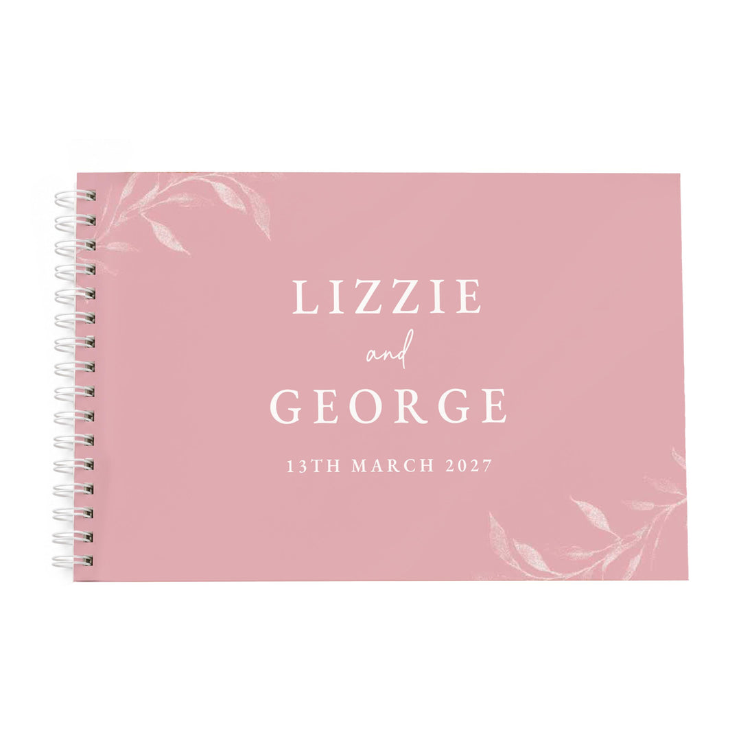 Personalised Botanical Soft Pink Wedding Guest Book, The Personal Shop, personalised gifts
