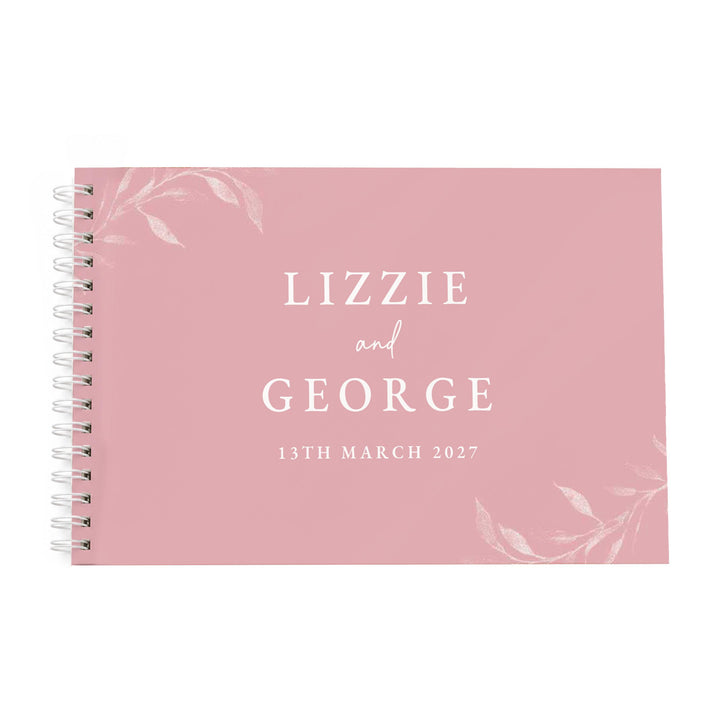 Personalised Botanical Soft Pink Wedding Guest Book, The Personal Shop, personalised gifts