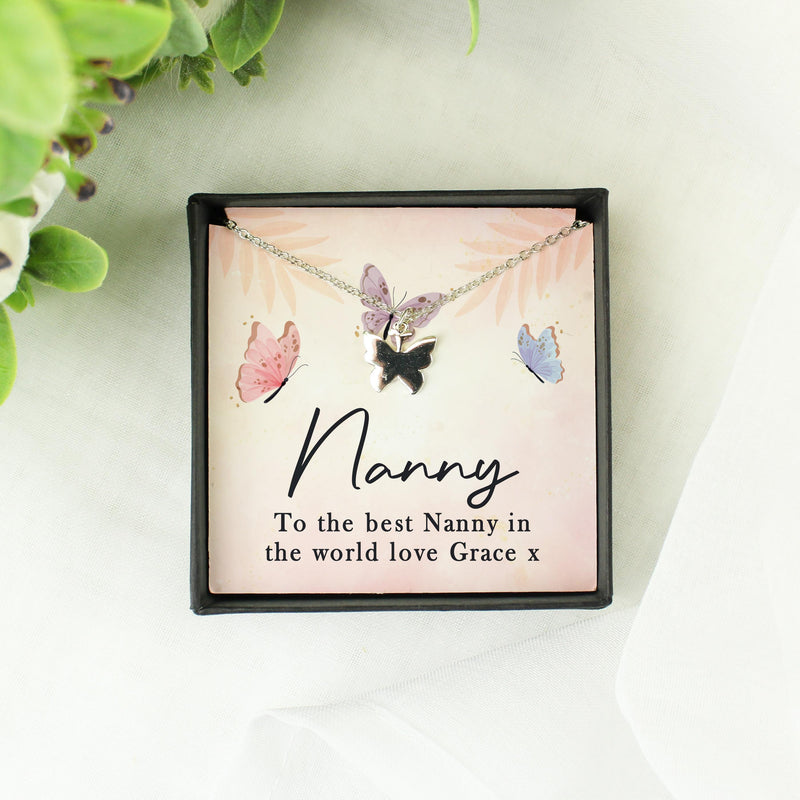 Personalised Sentiment Card & Butterfly Necklace